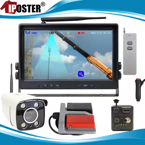 iPoster Crane 1080P Digital Wireless 30x Zoom Monitoring Camera 10.1" Quad DVR Monitor 20000mAh Batt