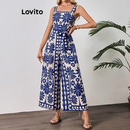 Lovito Boho Floral Belted Summer Jumpsuit for Women LBL20623
