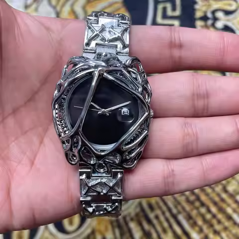 Cool Y2K Watch for Men Alien Spider Web Alabaster Watches Waterproof Quartz Wristwatches Date Relogi