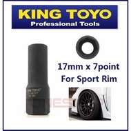 SB tool / King Toyo 1/2" 7 Point KT-4807 Impact Socket - 17mm (Sport Rim Use) / Sport rim socket / P