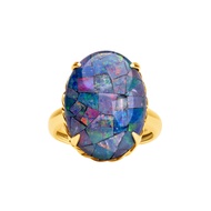 FAR EAST 14K/585 Yellow Gold Oval Triplet Opal Ring