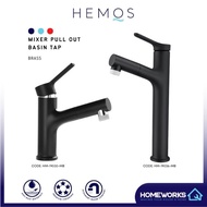 HEMOS BATHROOM BRASS MIXER PULL OUT BASIN TAP MATT BLACK KEPALA PAIP BILIK MANDI HM-19030,19036