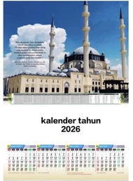 Kalender Tahun 2026 Kalender Dindiing Masjid triwulan 3 lembar 4 bulanan Ao 139 gambar masjid indone