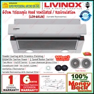 Livinox Telescopic Hood LCH-60L03 60cm Recirculation Hood / Livinox Domino Induction Hob LEH-2000I B