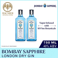 [Bundle of 2] Bombay Sapphire Gin - 750ml / 75cl 40% ABV  - Vapour Infused Spirit with Exotic Botani