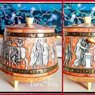 Dora's 西洋 古董 Vintage 古文明 希臘羅馬 浮雕 藝術 雕花 手提 珠寶盒 古著 老件 收藏 傢飾 擺設 鄉村風