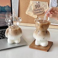1ชิ้น แก้วรูปหมีน่ารัก 320 มล. (ไม่มีหลอด) แก้วน้ำใส แก้วกาแฟเครื่องดื่ม แก้วนม แก้วชากาแฟเย็น แก้วน