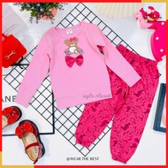 {1-6y}Baju Budak Perempuan Set Kids Girl Outwear Tops Long Sleeves Clothing Raya 2023 Baju Harian