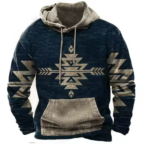 2024 Autumn Vintage Ethnic Style Hoodies Indian 3D Print Men Women Oversized Y2k Hoodie Pullovers Ho