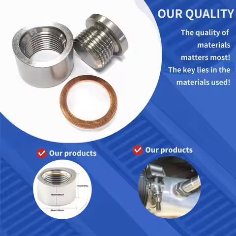 Stainless Steel O2 Sensor Adapter M18x1.5 Thread Notched Exhaust Weld Bung for Automotive Aftermarke