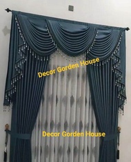 GORDEN PONI GELOMBANG/PONI RUMBAI warna Abu/NaviJENDELA 1 SET/GORDENG RUANG TAMU/GORDEN MEWAH PONI