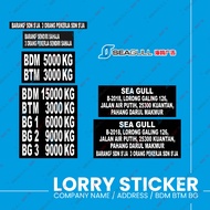 Lorry Sticker JPJ Sticker BDM BTM Barang2 Sendiri Sahaja Company Name Address Van Vehicles