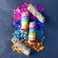 Space Purifying Sage, Refreshing Relaxation, 7-Color Rose Chakra Sage White Bucket for Home Aromathe