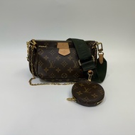 LV 原花金釦綠背帶Multi Pochette Accessoires五合一肩斜背包M44813