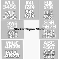 NUMBER PLATE MOTOR STICKER DEPAN (FONT SIZE BOLEH CUSTOM)