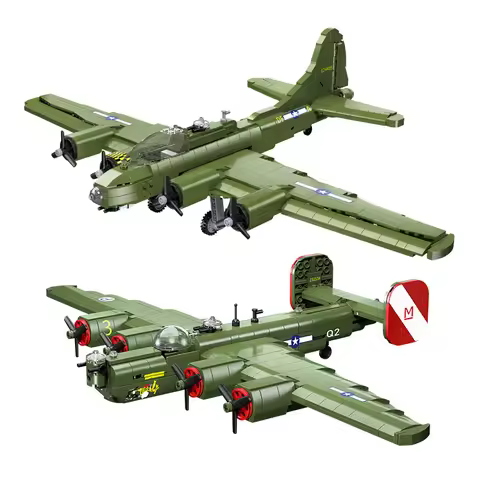 WW2 Military Fighter US Bomber B-24 Liberator Building Blocks Strategic Bomber Bricks Model Aircraft