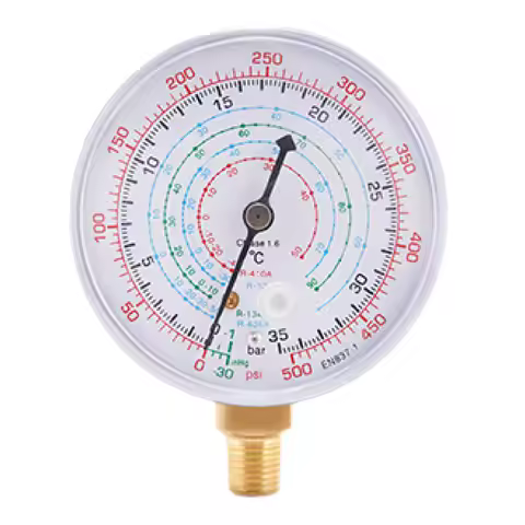 TH HVAC Refrigerant Pressure Gauge R22 R134a R410A AC Charging Manifold Gauge Tool 1/8 NPT Dual Scal