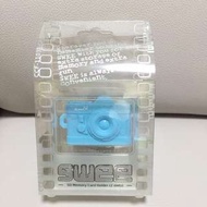 全新！淺藍色 相機造型 SD memory card holder with 2 slots Strap included 記憶卡套