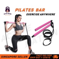 【SG】Pilates Bar Kit/Pilates Stick with Resistance Band with Foot Loops/Stretching Stick for Full Body Exercise Yoga