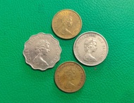 香港英女皇硬幣四枚( 2枚五毫、壹圓丶貳圓)包平郵