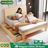 Solid Wood Bed Frame With Drawers Wooden Double Bed Frame Wood Bed Frame King/Queen/Single Bed