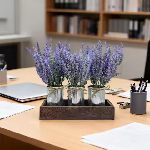 Farmhouse Table Centerpiece Artificial Lavender Flowers Set