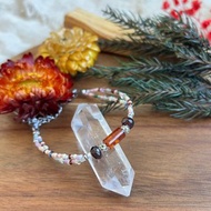 石榴石 波羅的海 琥珀 玻璃米珠x天然石 珠珠手鏈