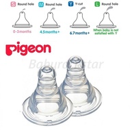 PIGEON 2PCS SLIM NECK Teat Soft Silicone Nipples Puting Botol Susu 2pcs Flexible Slim-Neck Teat Original Pigeon Pacifier
