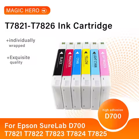 T7821-T7826 With Dye Ink，SL-D700 Compatible Ink Cartridge For Epson SureLab D700 T7821 T7822 T7823 T