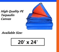 Blue Orange Waterproof Canvas Tarpaulin Sheet Canopy Camping Kanvas Khemah Pasar Malam Penutup Size 20' x 24'