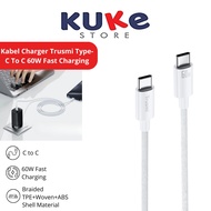 KUKE Charger Trusmi CA55-03 Type-C to Type-C 60W Adapter C Power Delivery High Speed Charging