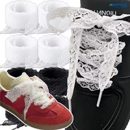 Elegant Black White Patterned Shoelaces - Ballet Style Stringy Selvedge Shoe Laces - Sweet Hollow Ri