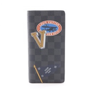 【二手】路易威登LOUIS VUITTON雙折長款皮夾 Portefeuille Brazza Damier Graphite LV League N64438 其他 Portefeuille Bra