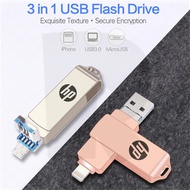 HP Flash Drive OTG Metal HP 3.0 USB 1TB 3 in 1 OTG Flash Drive Metal Waterproof High Speed U Disk Pe