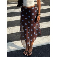Peachy bikini - Skirt worn over brownie polka bikini