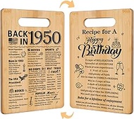 75th Birthday Gifts for Women Men,Back In 1950&Recipe for A Happy Birthday Double sided Cutting Boar