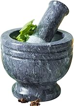 Pestle Mortar Set Premium Solid and Durable Natural Marble Spice Herb Seed Salt and Pepper Crusher Grinder Grinding Paste -Comfortable and Easy to use,Gray mortar&amp;pestle (Color : Gray, Size : -)