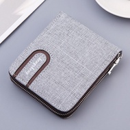 [Cc wallet] Canvas Wallet Men Black/gray Short Male Purse Zipper Business Card Holder Wallet Case 9 Position Quality Coin Purse Card Bag