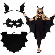 Halloween Black Bat Wing Cape Cloak Costume With Patch for Kids Child  Girls Vampire Dress Up Access