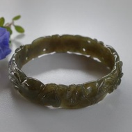 天然和闐青玉手鐲 內徑57.3mm 和田玉 青玉 和闐玉 玉手鐲 古玉