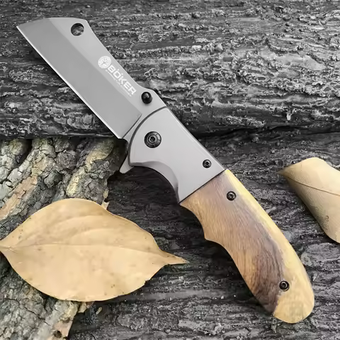 Tactical Boker DA104 Pocket Folding Knife 5Cr13Mov Tanto Blade Wooden Handle Outdoor Survival Tool C