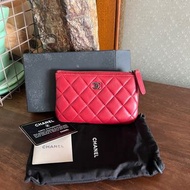 Chanel classic vintage red leather O case wallet pouch coins bag經典香奈兒小香中古復古紅色銀包零錢包散紙包鎖匙包#889
