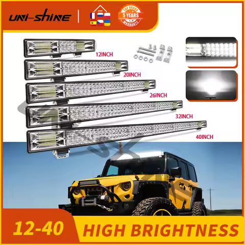 UNISHINE 20" Offroad LED Light Bar 3-Row Super Bright 32" Spot Flood Lights For UTV ATV 4X4 Farm Tra