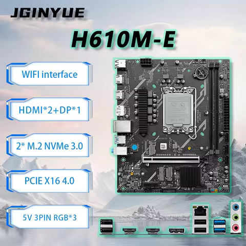 JGINYUE H610M-E Motherboard For 13100F 12400F 13400F 13490F 14400F DDR4 MAX 64GB RAM Desktop PC PCIe
