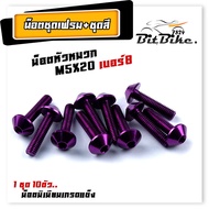 น็อตมิเนียม หัวร่ม  เบอร์8 M5*20 (1ชุด 10ตัว) น็อตคอนโซลมิเนียม น็อตหัวหมวก เกลียวดี แข็งแรง มีให้เล