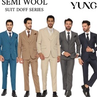 Paling Diminati! YUNG Setelan Jas Semi Wool Doff Jas Pengantin Formal - Mocca Stretch, Hos