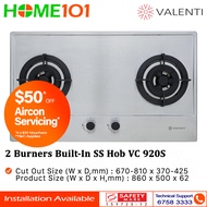 Valenti 2 Burners Built-In Stainless Steel Hob VC 920S - FREE INSTALLATION