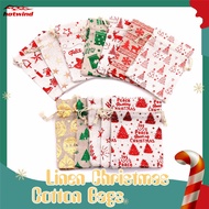 HW Candy Gift Wrapping Bag Hot Stamping Printing Christmas Cotton Bag Christmas Decoration Drawstring Gift Bag