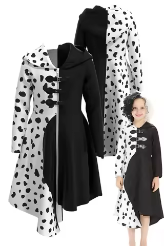Choice Cruella Cosplay Kids Children Dress Costume Girls Fancy Disguise Outfits Halloween Carnival P