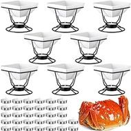 Tandefio 40 Pcs 7oz Butter Warmers for Seafood with 32 Tealight 8 Sets Ceramic Butter Warmers Set of Butter Warmer Fondue Pot with Tealight Candles Kit for Chocolate Cheese Oven Dishwasher Microwave